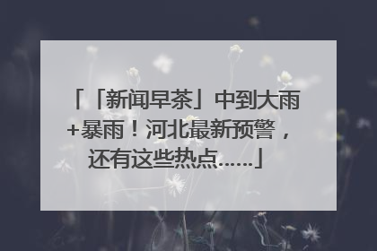 「新闻早茶」中到大雨+暴雨！河北最新预警，还有这些热点……