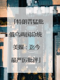 特朗普猛批俄乌两国总统 美媒：迄今最严厉批评