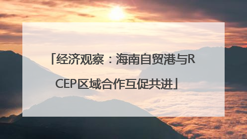 经济观察：海南自贸港与RCEP区域合作互促共进