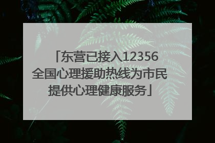 东营已接入12356全国心理援助热线为市民提供心理健康服务
