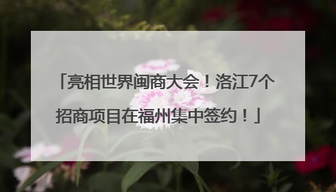 亮相世界闽商大会！洛江7个招商项目在福州集中签约！