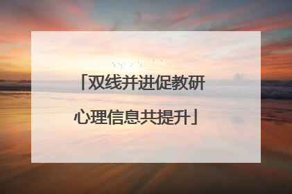 双线并进促教研 心理信息共提升