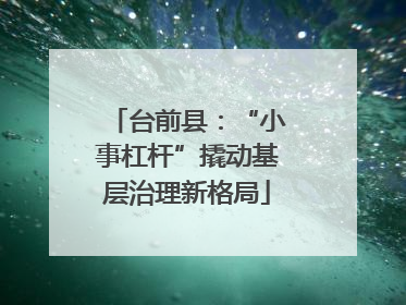 台前县：“小事杠杆”撬动基层治理新格局