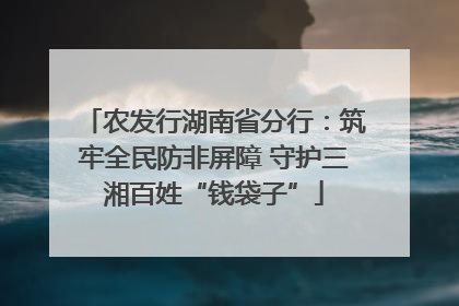农发行湖南省分行：筑牢全民防非屏障 守护三湘百姓“钱袋子”