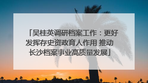 吴桂英调研档案工作：更好发挥存史资政育人作用 推动长沙档案事业高质量发展