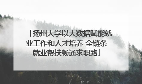 扬州大学以大数据赋能就业工作和人才培养 全链条就业帮扶畅通求职路