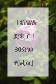 新高铁要来了！30分钟到武汉