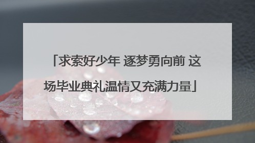 求索好少年 逐梦勇向前 这场毕业典礼温情又充满力量