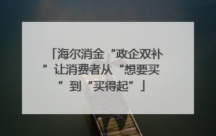 海尔消金“政企双补”让消费者从“想要买”到“买得起”