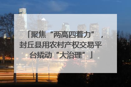 聚焦“两高四着力”，封丘县用农村产权交易平台撬动“大治理”