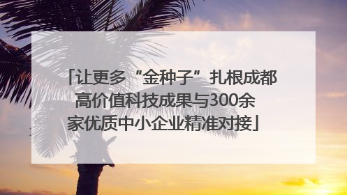 让更多“金种子”扎根成都 高价值科技成果与300余家优质中小企业精准对接