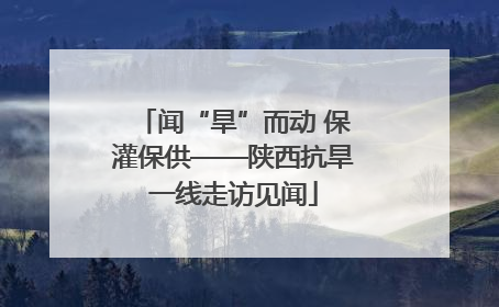 闻“旱”而动 保灌保供——陕西抗旱一线走访见闻