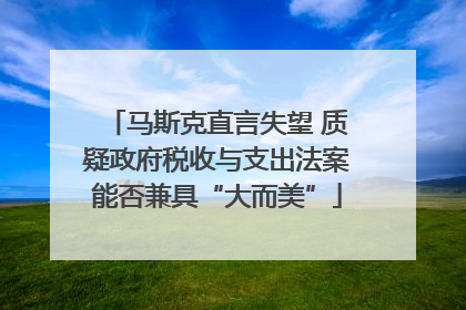 马斯克直言失望 质疑政府税收与支出法案能否兼具“大而美”